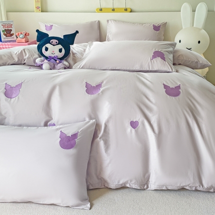 91家纺网 家纺一手货源 找家纺 （买家秀）（爆款花型长期款不断货）A类全棉贴布绣四件套绣花四件套毛巾绣四件套毛巾绣三件套卡通 酷酷米-紫