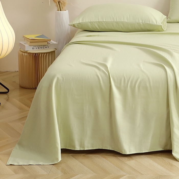 91家纺网 家纺一手货源 找家纺 晶缦家纺 2025新款纯棉纯色全棉双层纱系列单床单 觅琳-浅春绿