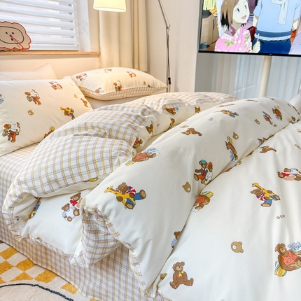 91家纺网 家纺一手货源 找家纺 （总）（买家秀爆款花型长期款不断货）A类母婴级13372纯棉四件套40支全棉四件套学生三件套宿舍萌趣卡通
