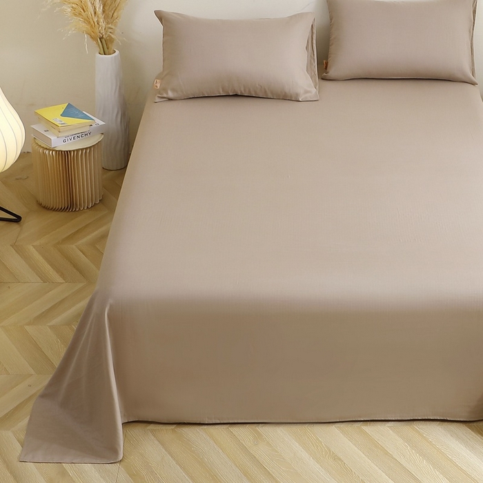 91家纺网 家纺一手货源 找家纺 晶缦家纺 2025新款纯棉纯色全棉双层纱系列单床单 觅琳-浅卡其