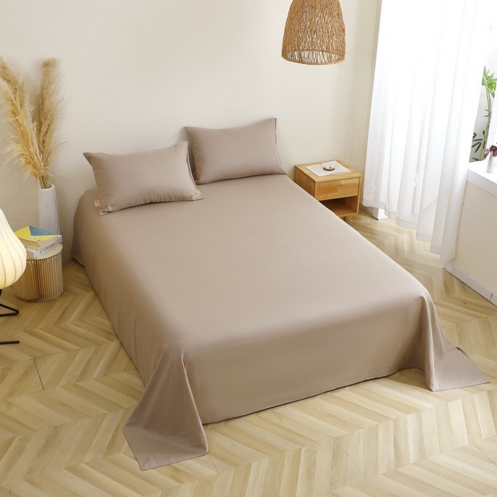 91家纺网 家纺一手货源 找家纺 晶缦家纺 2025新款纯棉纯色全棉双层纱系列单床单 觅琳-浅卡其