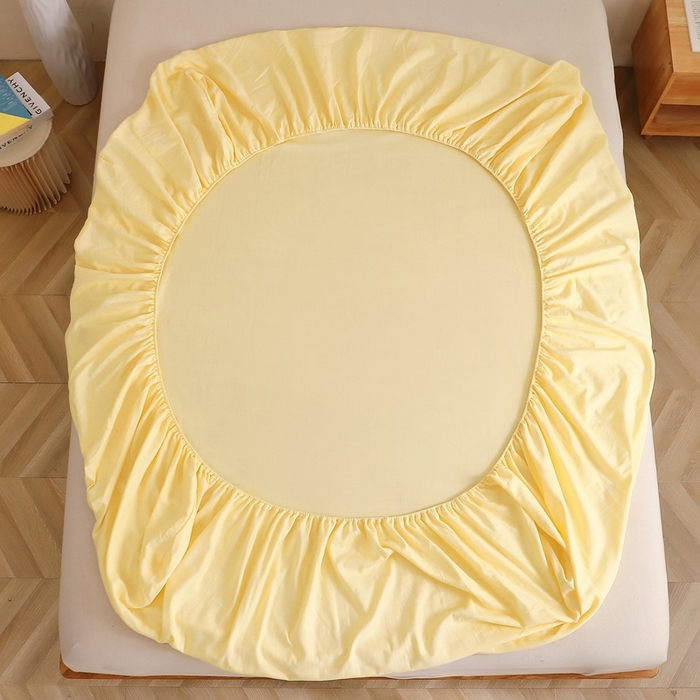 91家纺网 家纺一手货源 找家纺 晶缦家纺 2025新款纯棉纯色全棉双层纱系列单床笠 觅琳-浅蜜黄