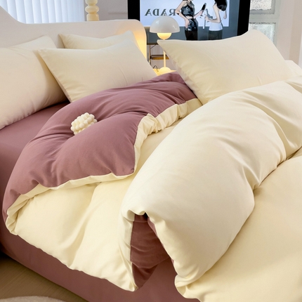 91家纺网 家纺一手货源 找家纺 （总）（买家秀爆款花色不断货）A类母婴级纯棉磨毛四件套全棉磨毛三件套纯棉四件套全棉四件套磨毛纯色双拼四件套