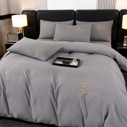 91家纺网 家纺一手货源 找家纺 （总）（买家秀 爆款花色不断货）A类母婴级纯棉磨毛四件套磨毛刺绣四件套全棉磨毛四件套纯色双拼四件套-四件套