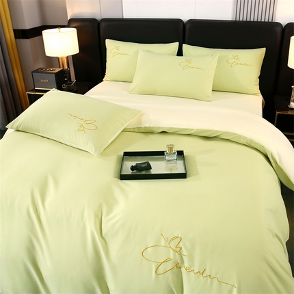 91家纺网 家纺一手货源 找家纺 （总）（买家秀 爆款花色不断货）A类母婴级纯棉磨毛四件套磨毛刺绣四件套全棉磨毛四件套纯色双拼四件套-四件套