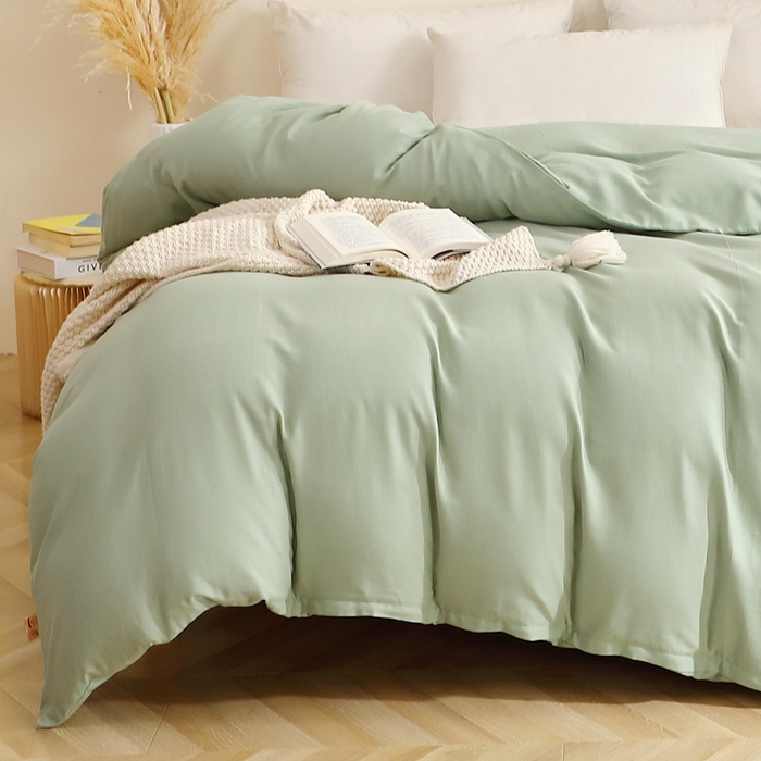 91家纺网 家纺一手货源 找家纺 晶缦家纺 2025新款纯棉纯色全棉双层纱系列单被套 觅琳-嫩荷绿
