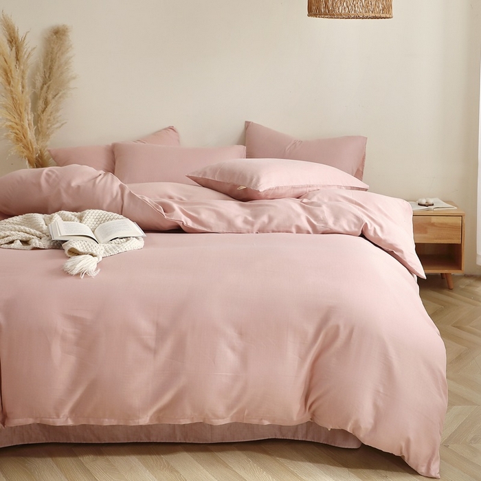 91家纺网 家纺一手货源 找家纺 晶缦家纺 2025新款纯棉纯色全棉双层纱四件套 觅琳-海天霞