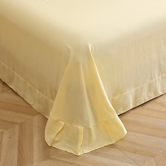 91家纺网 家纺一手货源 找家纺 晶缦家纺 2025新款纯棉纯色全棉双层纱四件套 觅琳-浅蜜黄