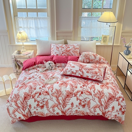 （买家秀爆款花型长期款不断货）A类母婴级13372纯棉四件套40支全棉四件套学生三件套花卉简约小清新 莉莉安【100%棉面料 亲肤可裸睡】