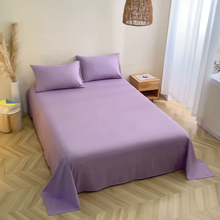 91家纺网 家纺一手货源 找家纺 晶缦家纺 2025新款纯棉纯色全棉双层纱系列单床单 觅琳-浅藤紫