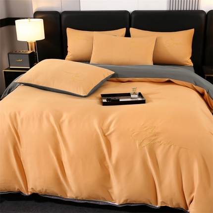 91家纺网 家纺一手货源 找家纺 （总）（买家秀 爆款花色不断货）A类母婴级纯棉磨毛四件套磨毛刺绣四件套全棉磨毛四件套纯色双拼四件套-四件套