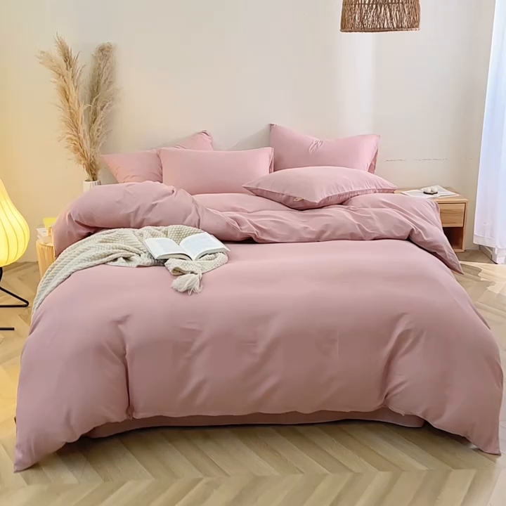 91家纺网 家纺一手货源 找家纺 （总）晶缦家纺 2025新款纯棉全棉双层纱四件套/三件套纯色母婴级多规格床单款床笠款四季通用