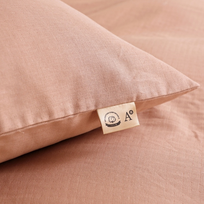 91家纺网 家纺一手货源 找家纺 晶缦家纺 2025新款纯棉纯色全棉双层纱系列单被套 觅琳-赭石棕