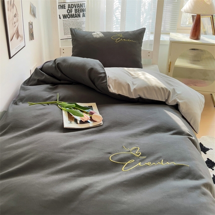 91家纺网 家纺一手货源 找家纺 （总）（买家秀 爆款花色不断货）A类母婴级纯棉磨毛四件套磨毛刺绣四件套全棉磨毛四件套纯色双拼四件套-三件套