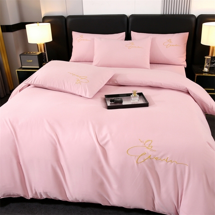 91家纺网 家纺一手货源 找家纺 （总）（买家秀 爆款花色不断货）A类母婴级纯棉磨毛四件套磨毛刺绣四件套全棉磨毛四件套纯色双拼四件套-四件套