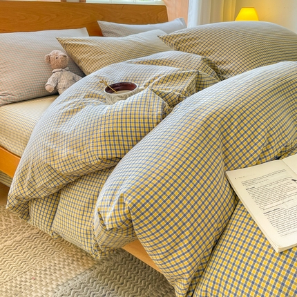 91家纺网 家纺一手货源 找家纺 （总）（买家秀爆款花型不断货）简约无印风纯棉四件套全棉四件套水洗棉三件套床单四件套床笠四件套色织水洗棉四件