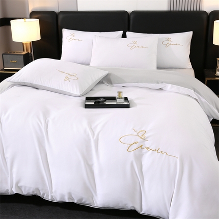 91家纺网 家纺一手货源 找家纺 （总）（买家秀 爆款花色不断货）A类母婴级纯棉磨毛四件套磨毛刺绣四件套全棉磨毛四件套纯色双拼四件套-四件套