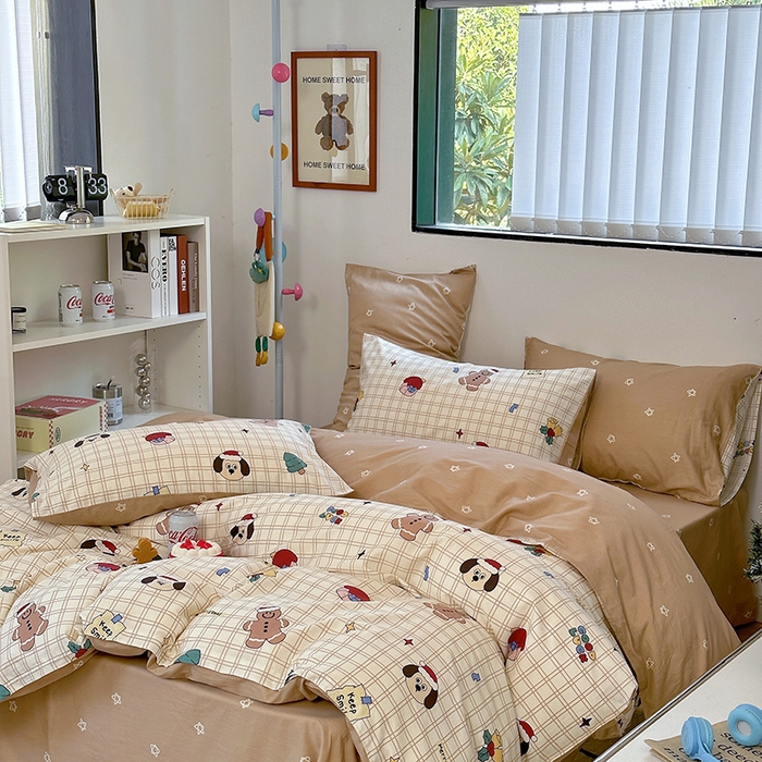 91家纺网 家纺一手货源 找家纺 （买家秀爆款花型长期款不断货）A类母婴级13372纯棉四件套40支全棉四件套学生三件套宿舍萌趣卡通 萌趣