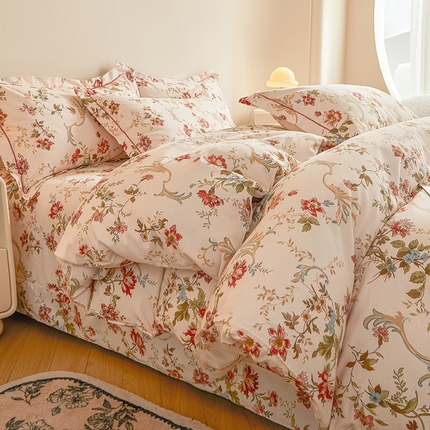 91家纺网 家纺一手货源 找家纺 （总）（买家秀 长期款不断货）100s高支密新疆长绒棉磨毛印花被套高色织磨毛床单磨毛床笠磨毛三件套-被套