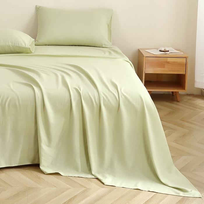 91家纺网 家纺一手货源 找家纺 晶缦家纺 2025新款纯棉纯色全棉双层纱系列单床单 觅琳-浅春绿