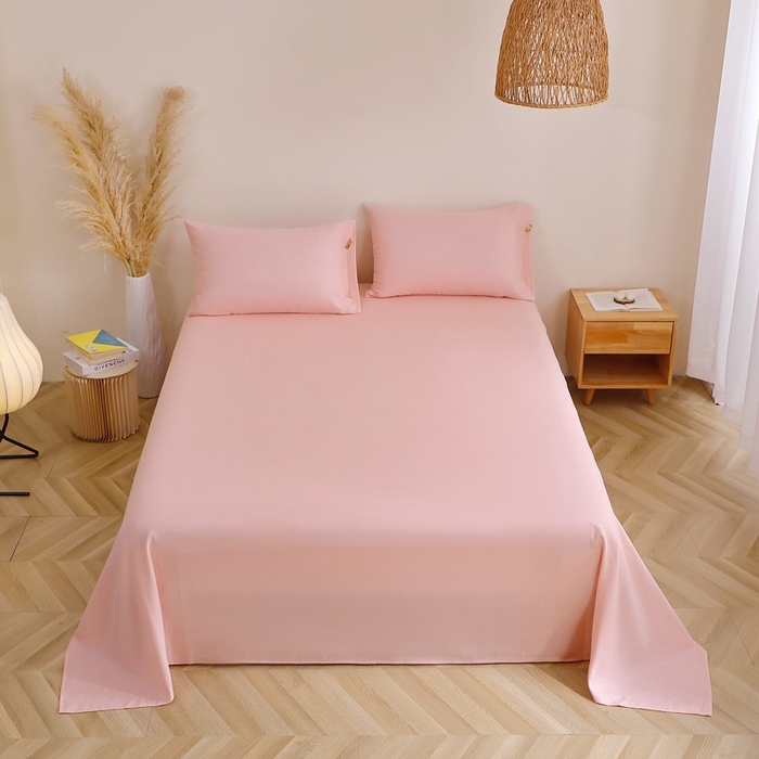 91家纺网 家纺一手货源 找家纺 晶缦家纺 2025新款纯棉纯色全棉双层纱系列单床单 觅琳-暮云粉