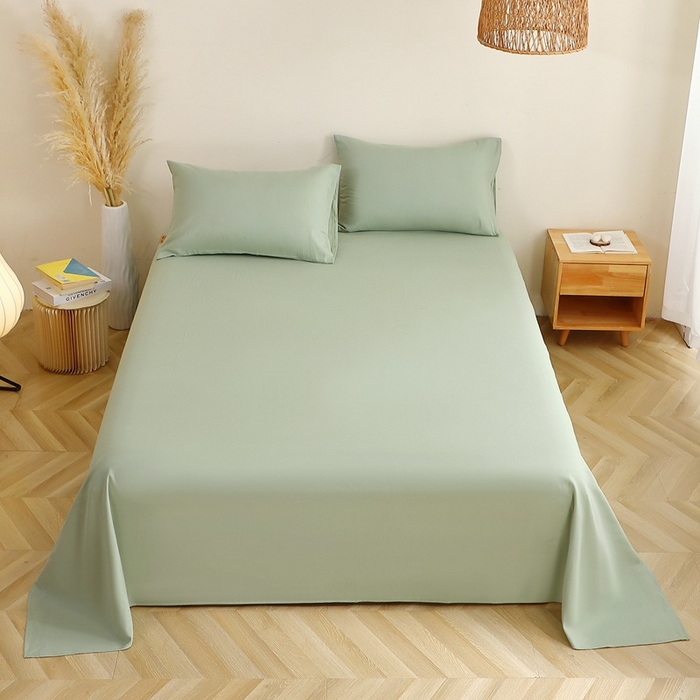 91家纺网 家纺一手货源 找家纺 晶缦家纺 2025新款纯棉纯色全棉双层纱系列单床单 觅琳-嫩荷绿