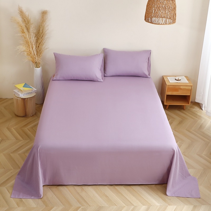 91家纺网 家纺一手货源 找家纺 晶缦家纺 2025新款纯棉纯色全棉双层纱系列单床单 觅琳-木槿紫