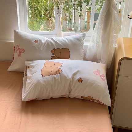 91家纺网 家纺一手货源 找家纺 （总）芷凡家纺 2025新款水洗棉印花纯色格子条纹单枕套