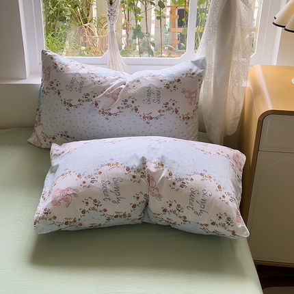 91家纺网 家纺一手货源 找家纺 （总）芷凡家纺 2025新款水洗棉印花纯色格子条纹单枕套