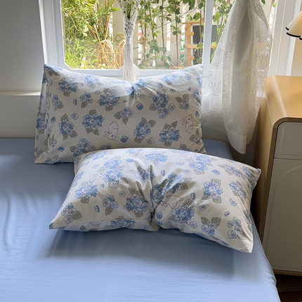 91家纺网 家纺一手货源 找家纺 （总）芷凡家纺 2025新款水洗棉印花纯色格子条纹单枕套