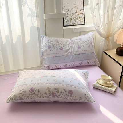 91家纺网 家纺一手货源 找家纺 （总）芷凡家纺 2025新款水洗棉印花纯色格子条纹单枕套