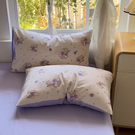 91家纺网 家纺一手货源 找家纺 （总）芷凡家纺 2025新款水洗棉印花纯色格子条纹单枕套