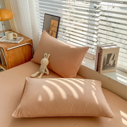 91家纺网 家纺一手货源 找家纺 （总）芷凡家纺 2025新款水洗棉印花纯色格子条纹单枕套