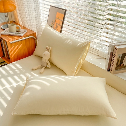 91家纺网 家纺一手货源 找家纺 （总）芷凡家纺 2025新款水洗棉印花纯色格子条纹单枕套