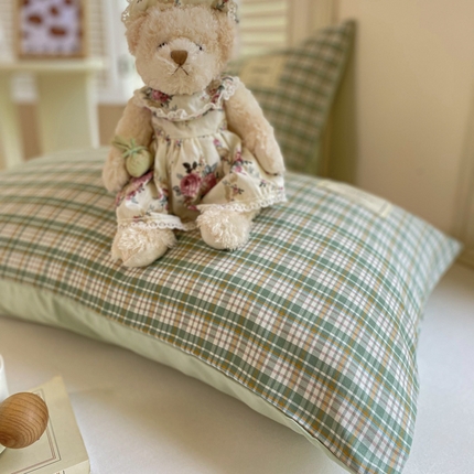 91家纺网 家纺一手货源 找家纺 （总）芷凡家纺 2025新款水洗棉印花纯色格子条纹单枕套