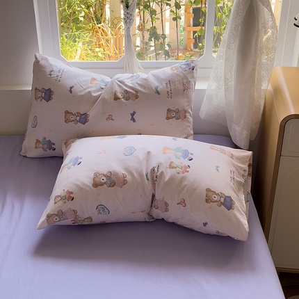 91家纺网 家纺一手货源 找家纺 （总）芷凡家纺 2025新款水洗棉印花纯色格子条纹单枕套