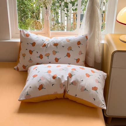 91家纺网 家纺一手货源 找家纺 （总）芷凡家纺 2025新款水洗棉印花纯色格子条纹单枕套