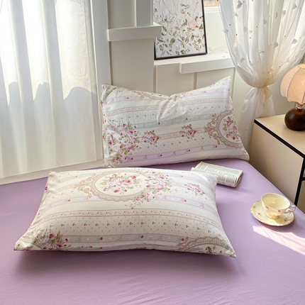 91家纺网 家纺一手货源 找家纺 （总）芷凡家纺 2025新款水洗棉印花纯色格子条纹单枕套