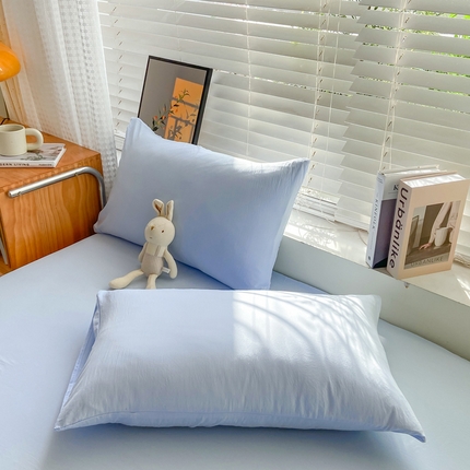 91家纺网 家纺一手货源 找家纺 （总）芷凡家纺 2025新款水洗棉印花纯色格子条纹单枕套