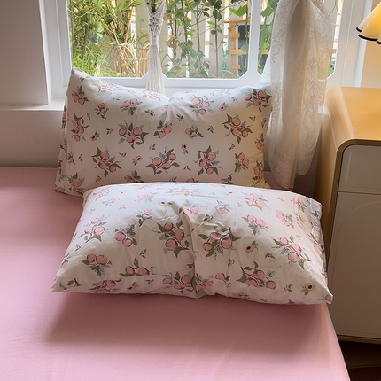 91家纺网 家纺一手货源 找家纺 （总）芷凡家纺 2025新款水洗棉印花纯色格子条纹单枕套