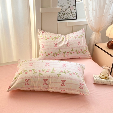 91家纺网 家纺一手货源 找家纺 （总）芷凡家纺 2025新款水洗棉印花纯色格子条纹单枕套