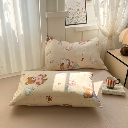 91家纺网 家纺一手货源 找家纺 （总）芷凡家纺 2025新款水洗棉印花纯色格子条纹单枕套