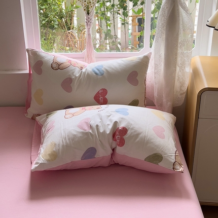 91家纺网 家纺一手货源 找家纺 （总）芷凡家纺 2025新款水洗棉印花纯色格子条纹单枕套