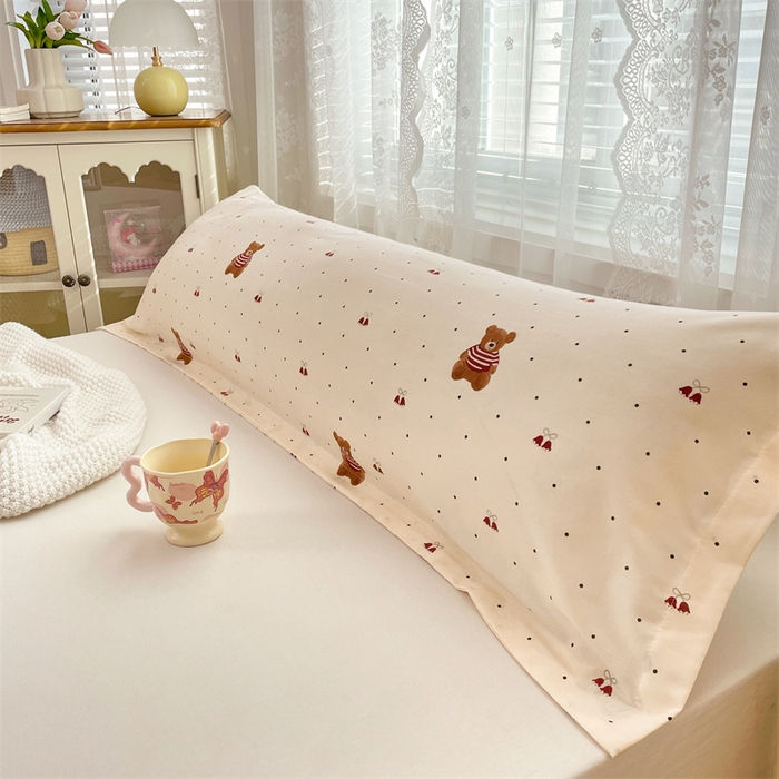 91家纺网 家纺一手货源 找家纺 梦舒羽 2025新款针织棉双层纱枕头套亲肤双人枕套枕芯套枕头内胆套 童话小熊