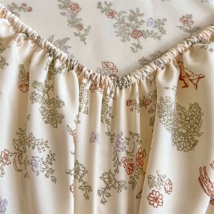 91家纺网 家纺一手货源 找家纺 梦舒羽 2025新款针织棉双层纱双层纱床笠罩全包席梦思床垫保护罩 森林小鹿