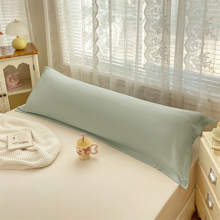 91家纺网 家纺一手货源 找家纺 梦舒羽 2025新款针织棉双层纱枕头套亲肤双人枕套枕芯套枕头内胆套 浅清绿