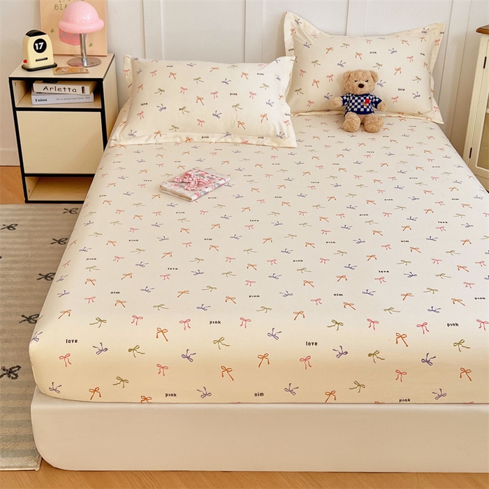 91家纺网 家纺一手货源 找家纺 梦舒羽 2025新款针织棉双层纱双层纱床笠罩全包席梦思床垫保护罩 彩色心情