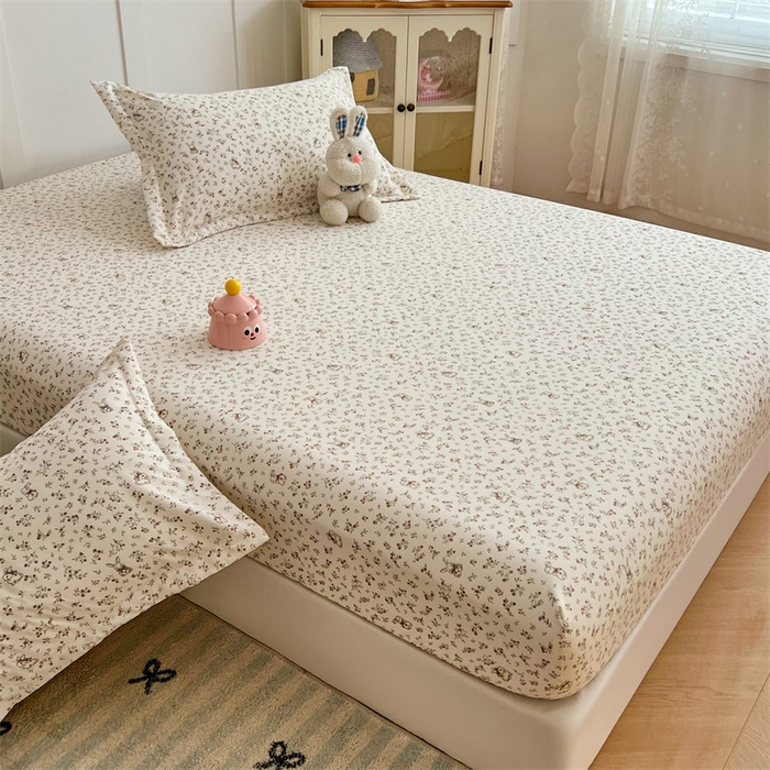 91家纺网 家纺一手货源 找家纺 梦舒羽 2025新款针织棉双层纱双层纱床笠罩全包席梦思床垫保护罩 花仙子