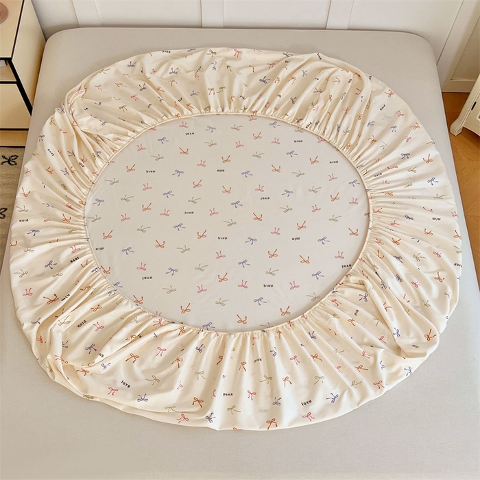 91家纺网 家纺一手货源 找家纺 圣比熊 2025新款针织棉双层纱床笠罩全包席梦思床垫保护罩 彩色心情