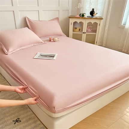 梦舒羽 2025新款针织棉双层纱双层纱床笠罩全包席梦思床垫保护罩 浅粉